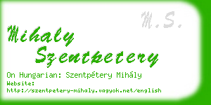 mihaly szentpetery business card