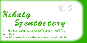 mihaly szentpetery business card